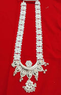 Elite Trading Classical Silver Look Odissi Haar – Long Necklace for Dancers/For Women & Girls/Silver Finish Long Haar | Grocsy