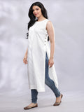 BohoJazz Indo-Western Longline Top with Wooden Buttons | Grocsy