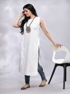 BohoJazz Indo-Western Longline Top with Wooden Buttons | Grocsy