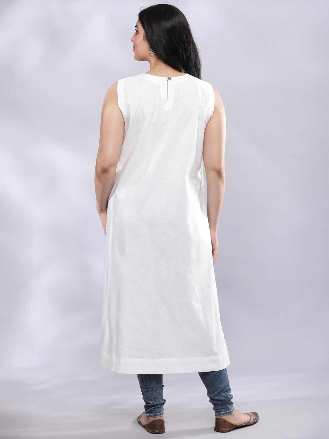 BohoJazz Indo-Western Longline Top with Wooden Buttons | Grocsy