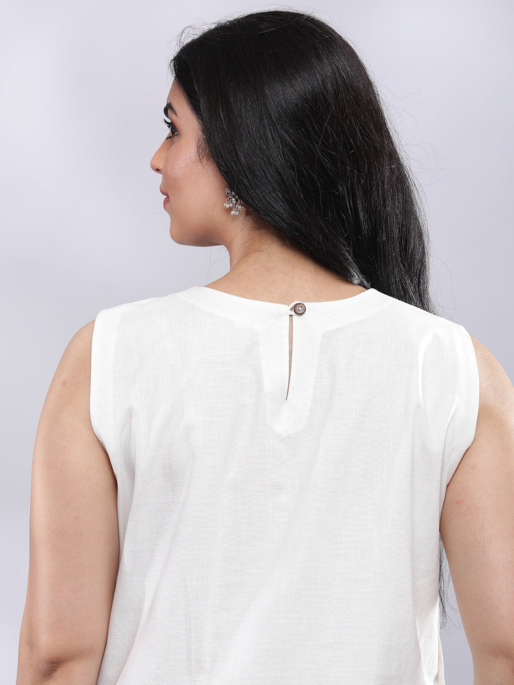 BohoJazz Indo-Western Longline Top with Wooden Buttons | Grocsy