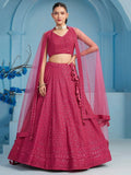 Tulsi Art Lovely Pink Sequins Work Georgette Engagement Wear Lehenga With Blouse | Grocsy