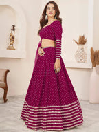 Tulsi Art Lovely Rani Pink Color Sequins Georgette Function Wear Lehenga Choli | Grocsy