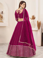Tulsi Art Lovely Rani Pink Color Sequins Georgette Function Wear Lehenga Choli | Grocsy