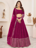 Tulsi Art Lovely Rani Pink Color Sequins Georgette Function Wear Lehenga Choli | Grocsy