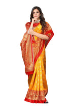 Vamika Yellow Printed Art Silk Saree | Grocsy