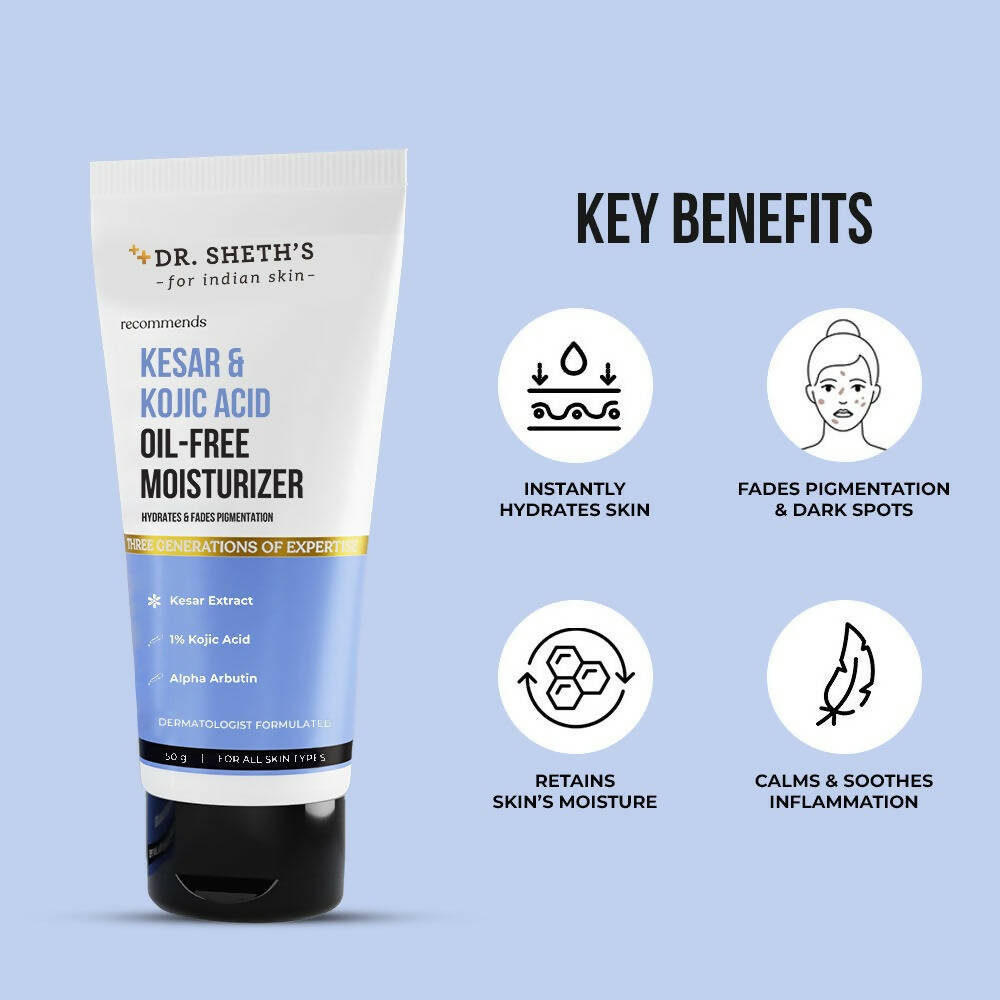 Dr. Sheth's Kesar & Kojic Acid Oil-Free Moisturizer - Hydrates & Fades Pigmentation | Grocsy