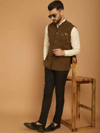 Even Apparels Pure Wool Nehru Jacket - Green | Grocsy