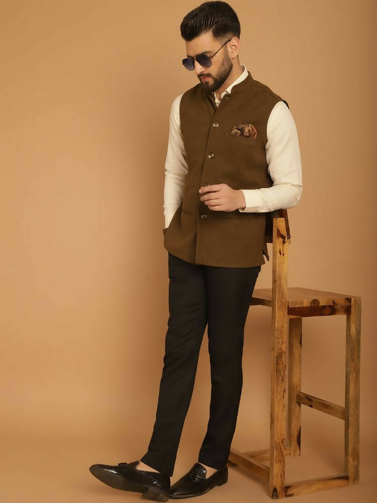 Even Apparels Pure Wool Nehru Jacket - Green | Grocsy