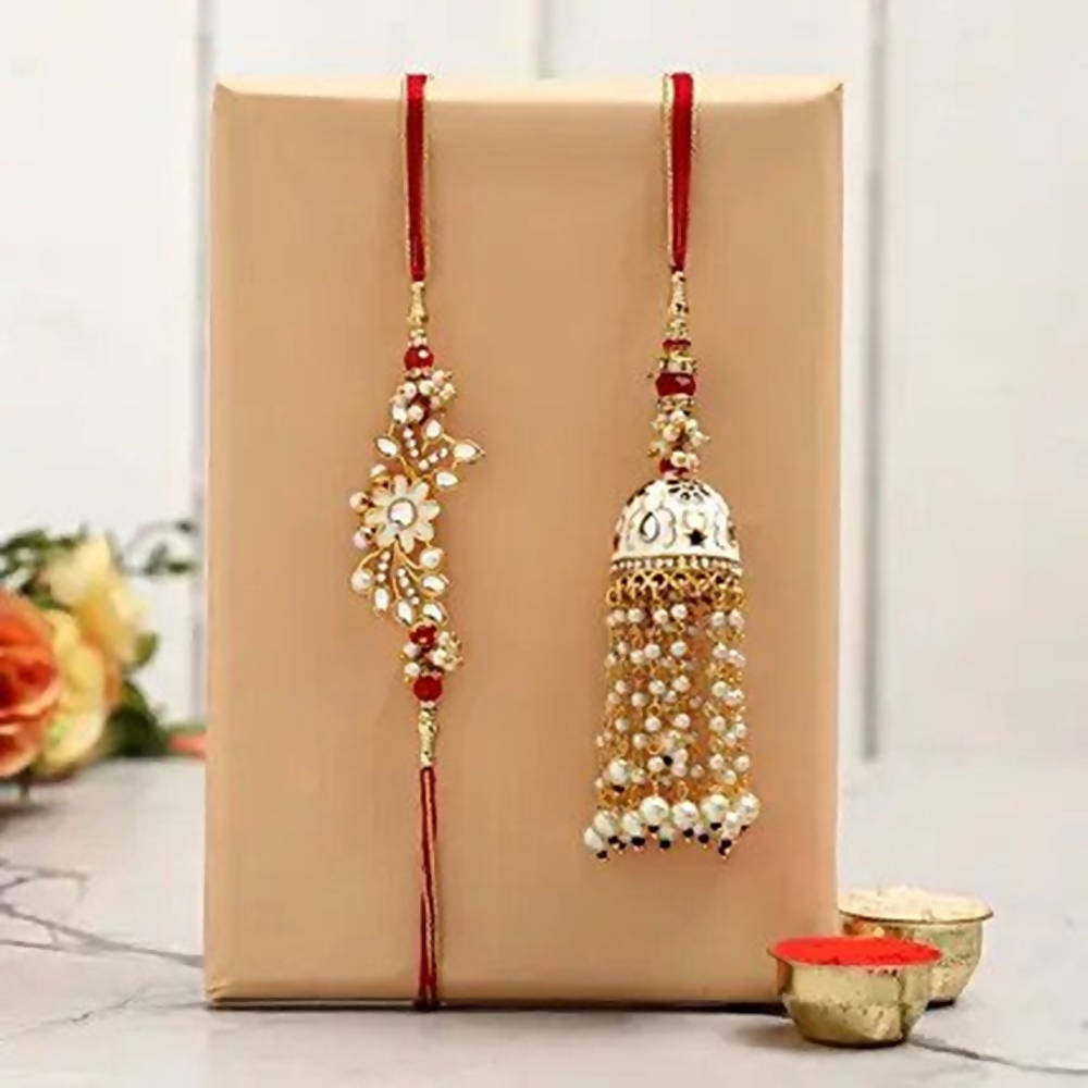 Ethnic Lumba Rakhi Set & Choco Swiss Jingles Box | Grocsy