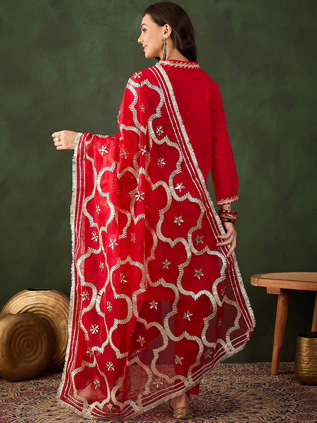 Sangria Embroidered Pakistani Kurta & Salwar With Dupatta | Grocsy