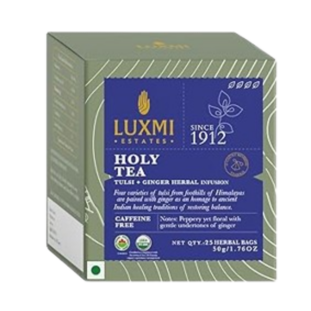 Luxmi Estates Holy Tea Tin - Tulsi Herbal Infusion | Grocsy