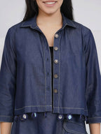Joban Fashion Black Cotton Denim A Line Skirt With Inner And Jacket | Grocsy