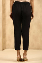 Juniper Women's Black Rayon Flex Solid Straight Pant | Grocsy