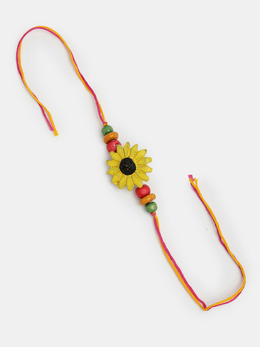 NVR Women & Men Set of 2 Red & Yellow Mirror Work Handcrafted Bhaiya Bhabi Rakhi With Roli Chawal & Chocolate | Grocsy