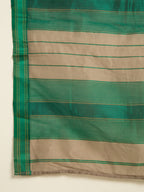 Suta Brown Green Zari Silk Cotton Maheshwari Saree | Grocsy