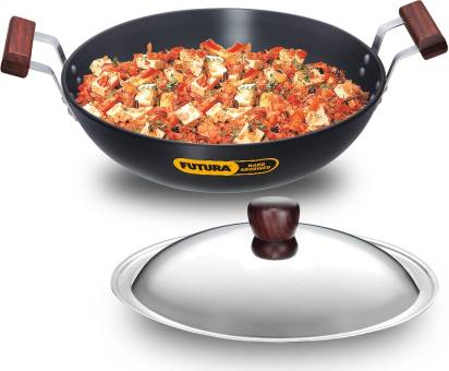 Hawkins Futura Hard Anodised Kadhai 30 cm Diameter with Lid 4 L (AK40S) | Grocsy