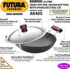 Hawkins Futura Hard Anodised Kadhai 30 cm Diameter with Lid 4 L (AK40S) | Grocsy