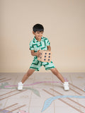 Snakes and Ladders Boys Green Table Print Shirt and Boxer Sets from Siblings Collection | Grocsy