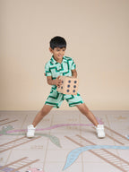 Snakes and Ladders Boys Green Table Print Shirt and Boxer Sets from Siblings Collection | Grocsy
