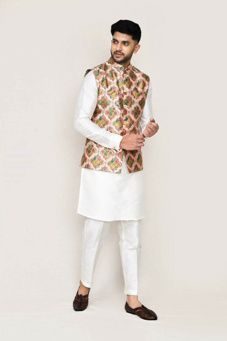 Joban Fashion Printed Colored Art Silk Printed Work Men's Jacket | Grocsy