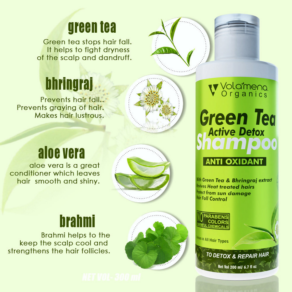 Volamena Green Tea & Bhringraj Shampoo | Grocsy