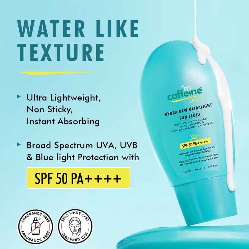 mCaffeine SunFix Hydra Dew Ultralight SunFluid SPF 50 PA++++Sunscreen | Grocsy