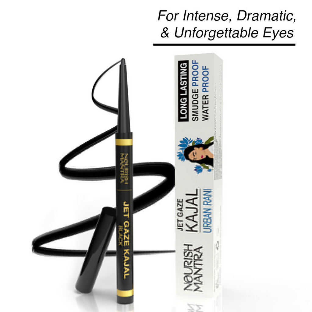 Nourish Mantra Jet Gaze Kajal Urban Rani - Black with Almond Oil & Vitamin E | Grocsy