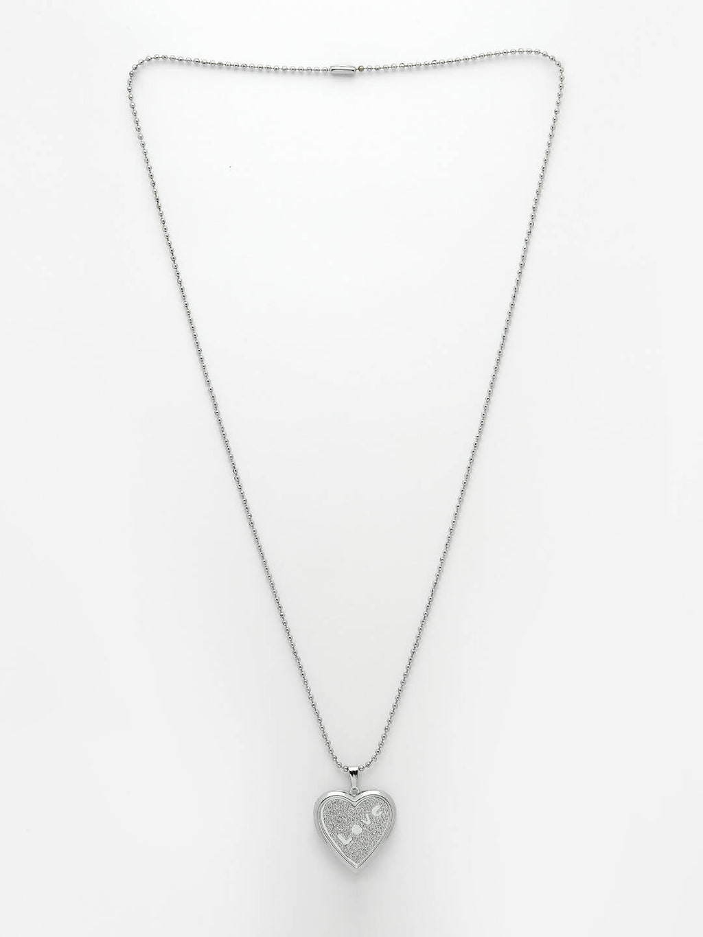 NVR Men Silver Plated Heart Shaped Pendent With Picture Frame And Chain | Grocsy