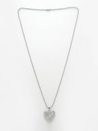 NVR Men Silver Plated Heart Shaped Pendent With Picture Frame And Chain | Grocsy
