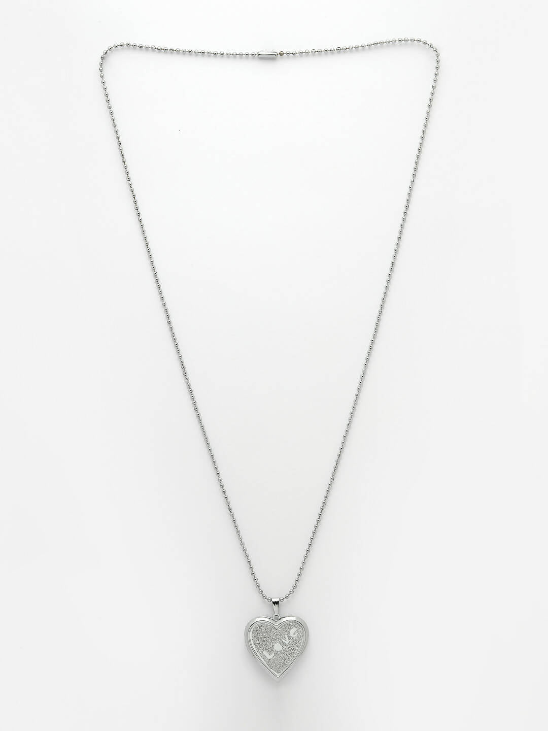 NVR Men Silver Plated Heart Shaped Pendent With Picture Frame And Chain | Grocsy
