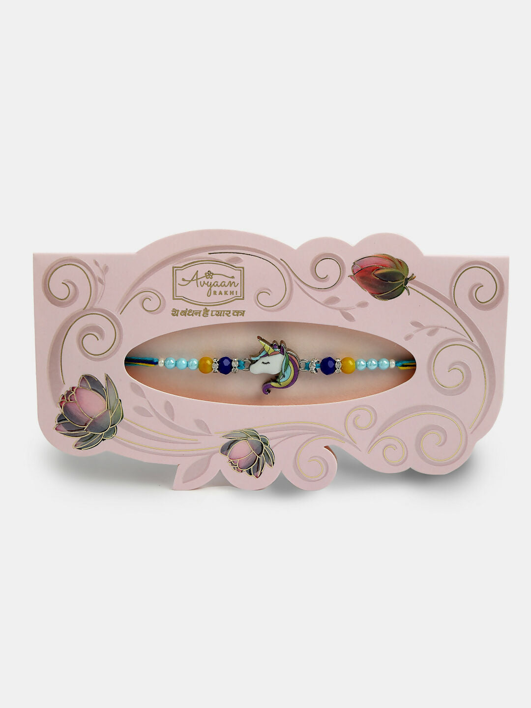 NVR Kids Set of 4 Multicolor Evil Eye & Artificial stone and beads Rakhi With Roli Chawal & Chocolate | Grocsy