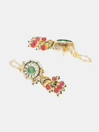 Ruby Raang Kundan Emerald Bloom Necklace With Matching Earrings | Grocsy