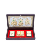 Golden Peacock 24 KT Gold-Polished Laxmi, Ganesha, Saraswati Pooja Box | Grocsy