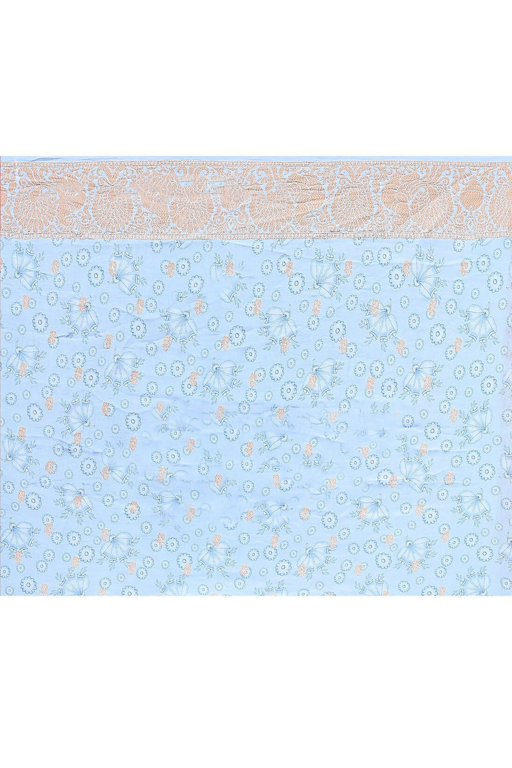 Joban Fashion Light Blue Crepe Chiffon Pure Handloom Banarasi Silk Saree | Grocsy