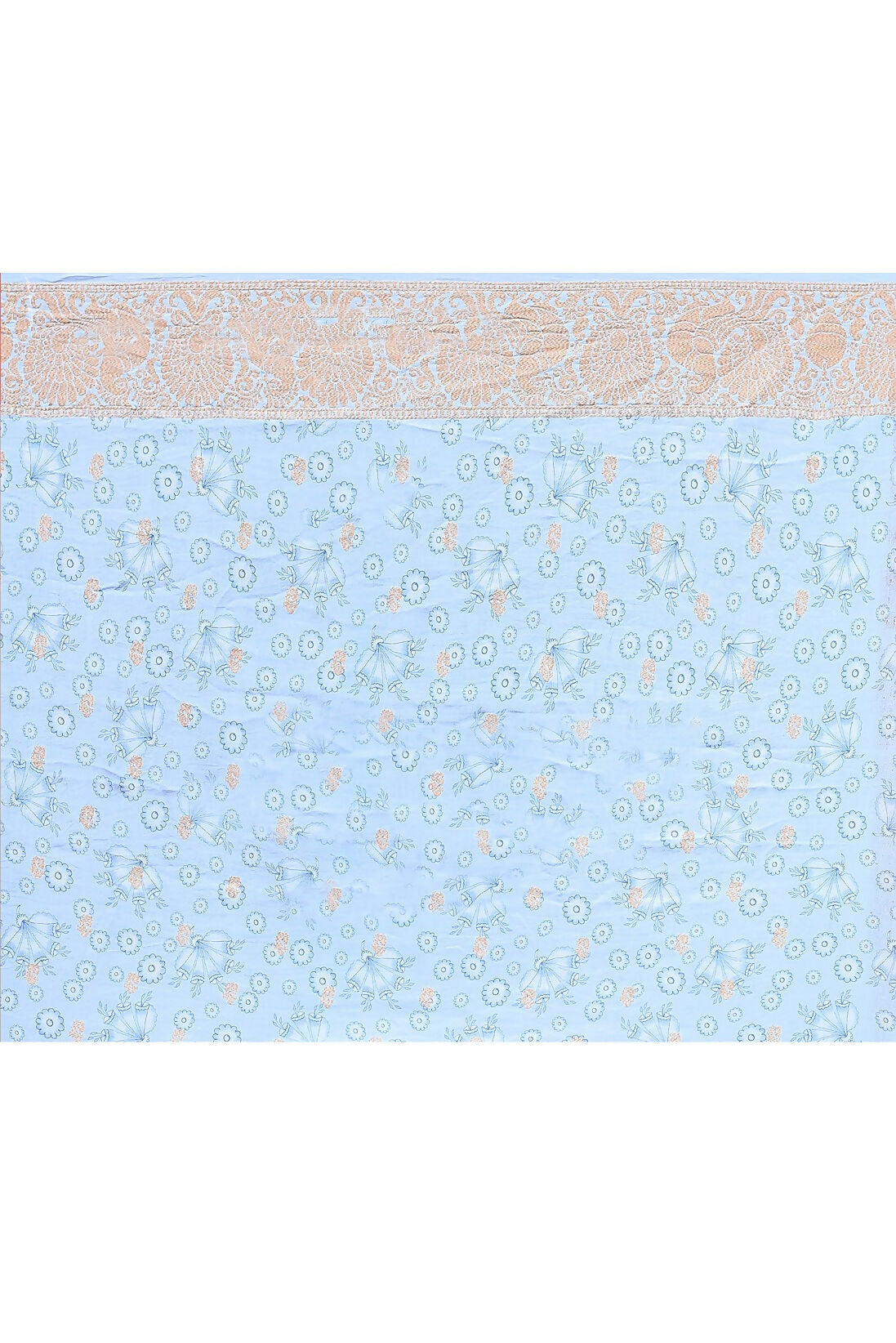 Joban Fashion Light Blue Crepe Chiffon Pure Handloom Banarasi Silk Saree | Grocsy