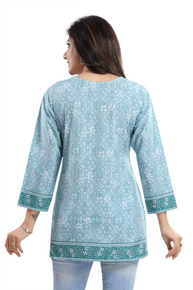 Snehal Creations Alluring Faux Crepe Printed Short Kurti Tunic Top | Grocsy