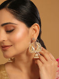 Nuyug 22K Gold Plated White Stone Studded Contemporary Mini Jhumki Dangler Earrings | Grocsy
