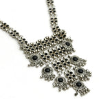 Mominos Fashion Johar Kamal Oxidised Silver-Plated Brass Finish Black Kundan Afghani Long Necklace For Women | Grocsy