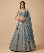 Lehenga Mart Dustyblue Star Faux Georgette Designer Bollywood Style Wedding Wear Lehenga Choli | Grocsy