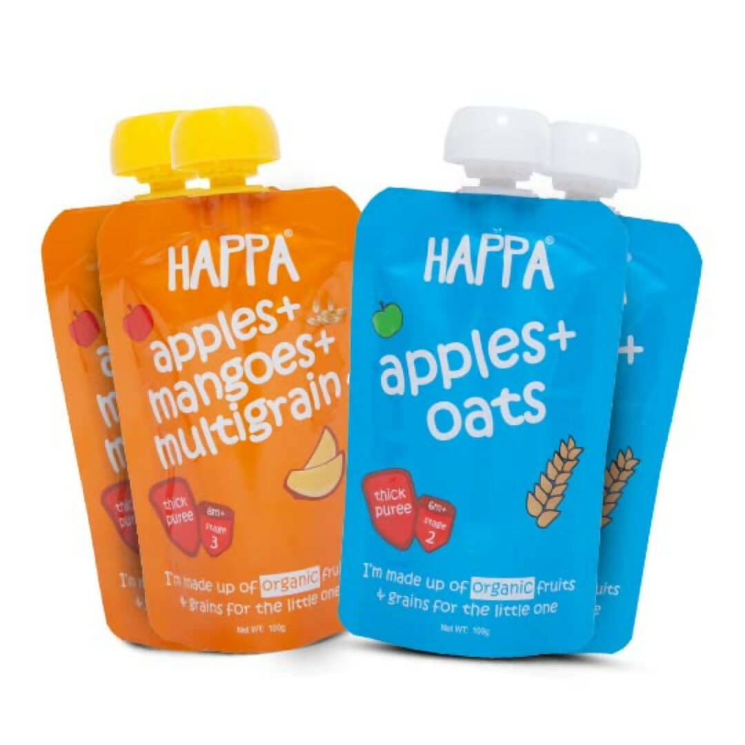 Happa Organic Baby Food Puree Grain and Fruit Blend Combo | Grocsy
