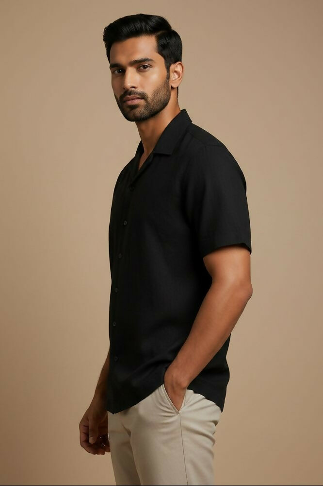 Eclipse — Black Cotton Shirt by Hilo Design | Grocsy
