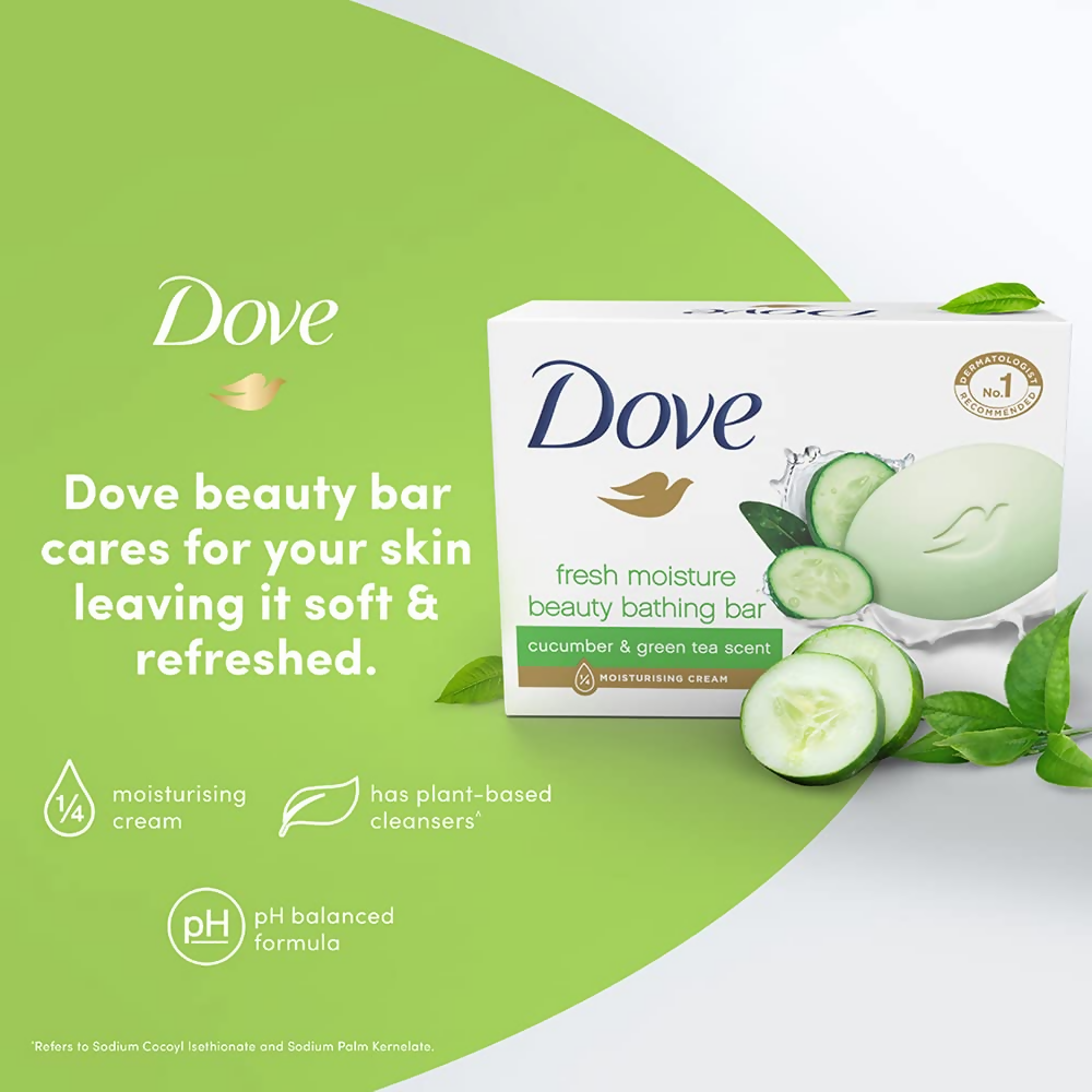 Dove Fresh Moisture Beauty Bar With Cucumber & Green Tea Leaves Scent | Grocsy