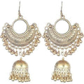 MS Fashion India Gold Color Half Moon Style Hanging Jhumkas With Mirror Earrings | Grocsy
