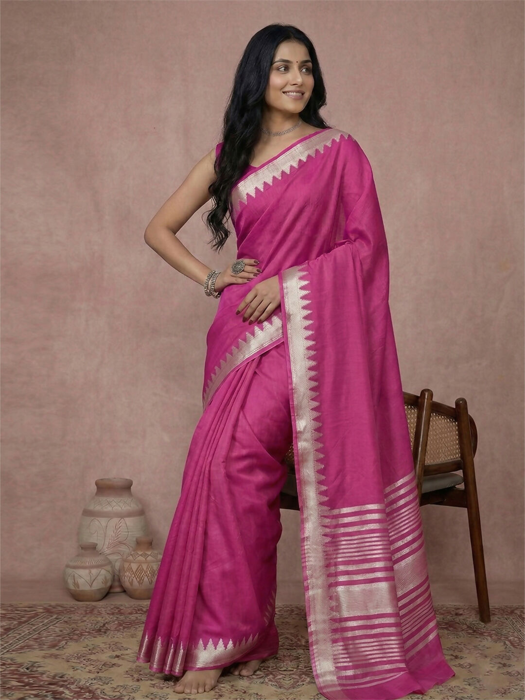 Shree Shyam Fashion Wine Cotton Saree | Grocsy