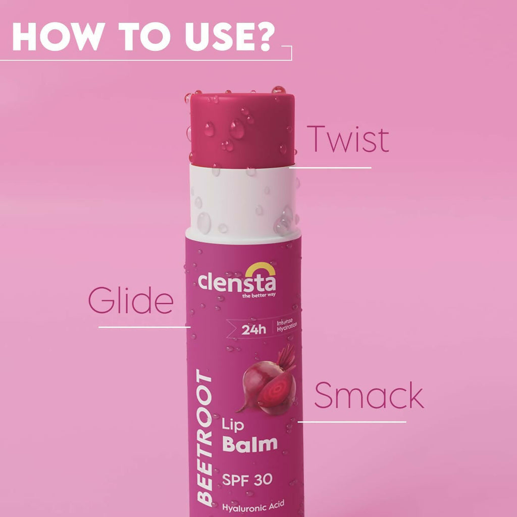 Clensta Beetroot Lip Balm With Hyaluronic Acid Spf 30 With Beetroot | Grocsy