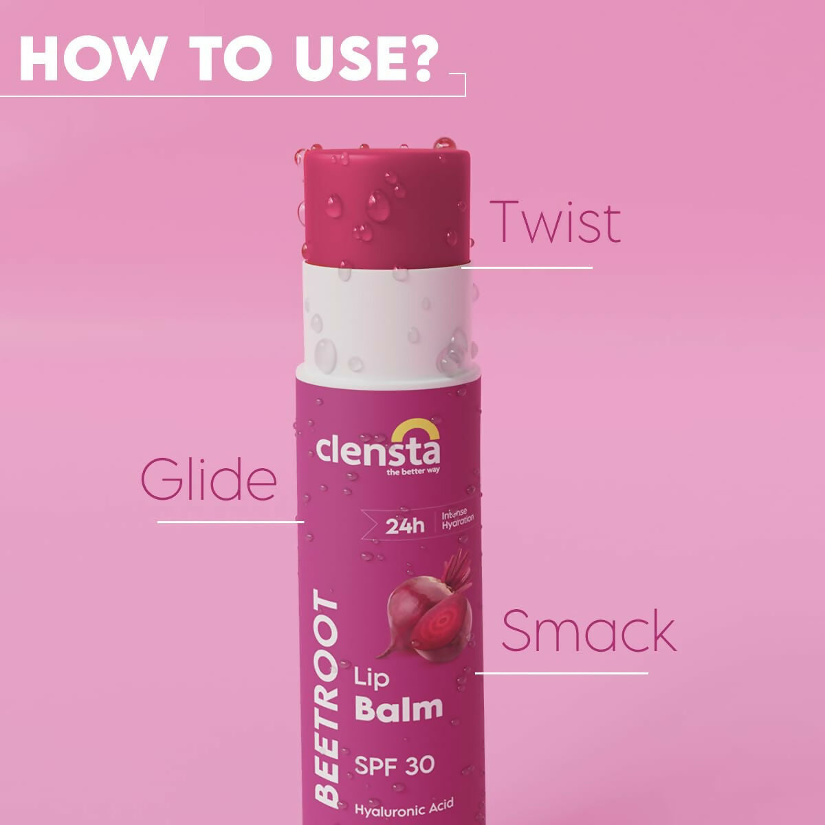 Clensta Beetroot Lip Balm With Hyaluronic Acid Spf 30 With Beetroot | Grocsy