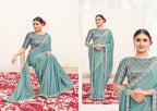 Firoji Pure Crepe Silk Handwork Saree with Unstitched Blouse - Norita Varya | Grocsy