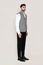 Joban Fashion White And Black Colored Cotton Satin With Checks Print Work Men's Jacket | Grocsy