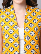 Even Apparels Yellow 100% Viscose Rayon Open Front Gillet | Grocsy
